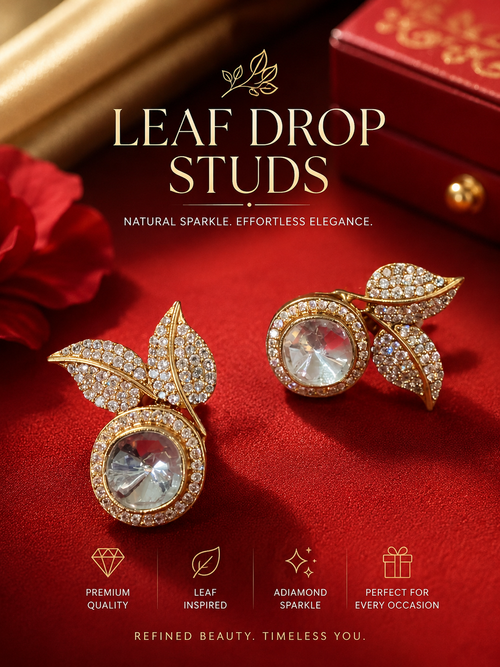 Golden Dewdrop Leaf Earrings