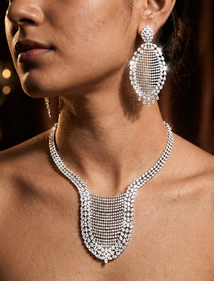 Radiant Diamond Chandelier Necklace n Earrings