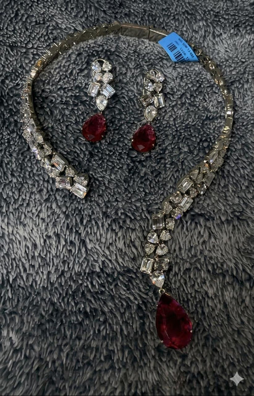 Crimson Royale Drop necklace n Earrings set
