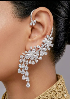✨ Celestial Cascade Diamond Ear Cuff Earrings ✨