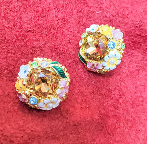 Premium Floral Gemstone Party Earrings