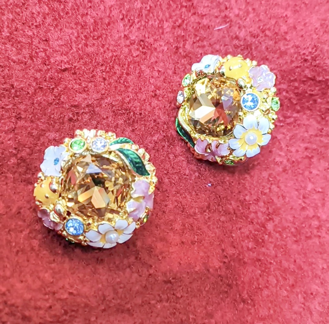 Premium Floral Gemstone Party Earrings