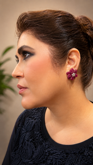 Royal Ruby Blossom Crystal Earrings