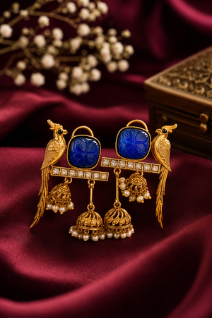 The Sapphire Peacock Jhumkas