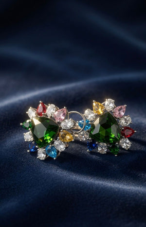 Emerald Radiance Multicolor Halo Earrings