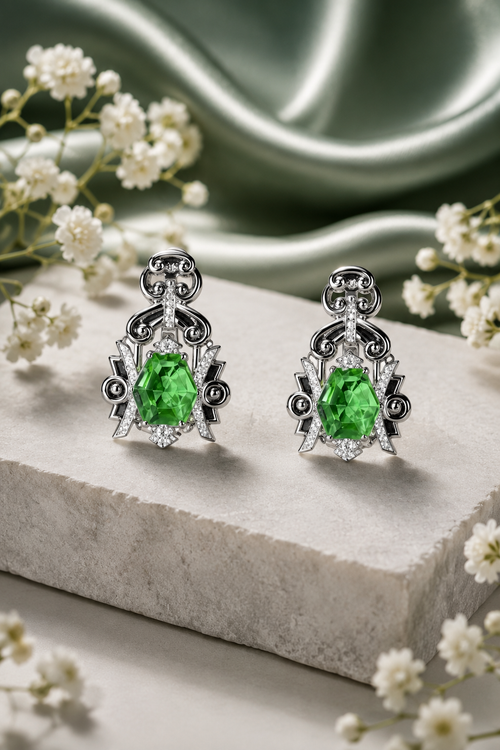 Emerald Royale Green Vintage Earrings