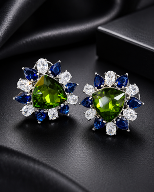 Emerald Radiance Multicolor Halo Earrings