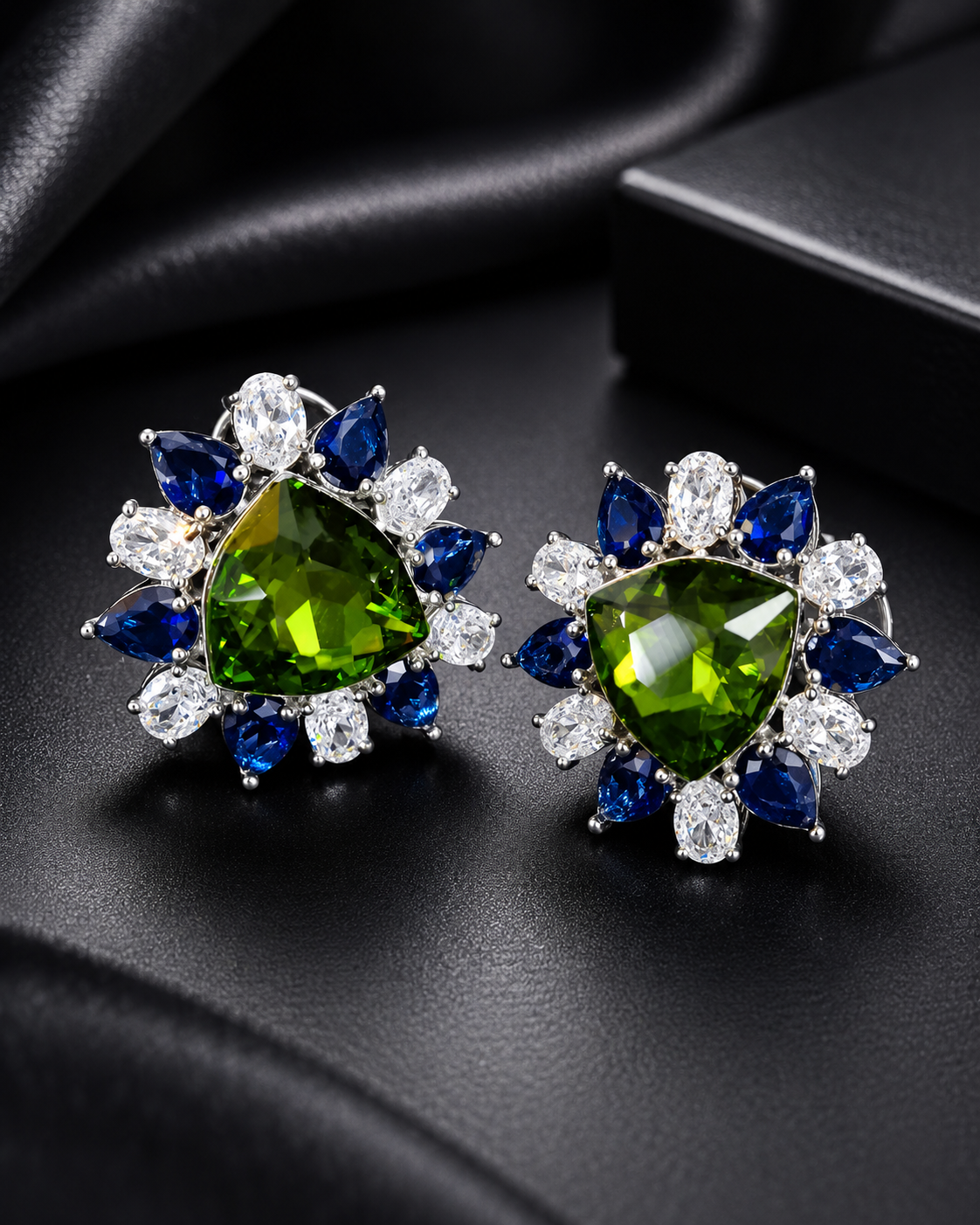 Emerald Radiance Multicolor Halo Earrings