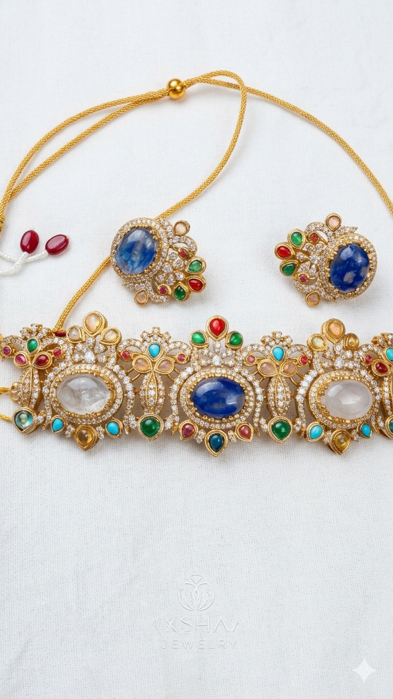 Rajsi Neelam Polki Heritage Choker Set