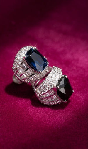 Midnight Royale Sapphire & Diamond Statement Earrings